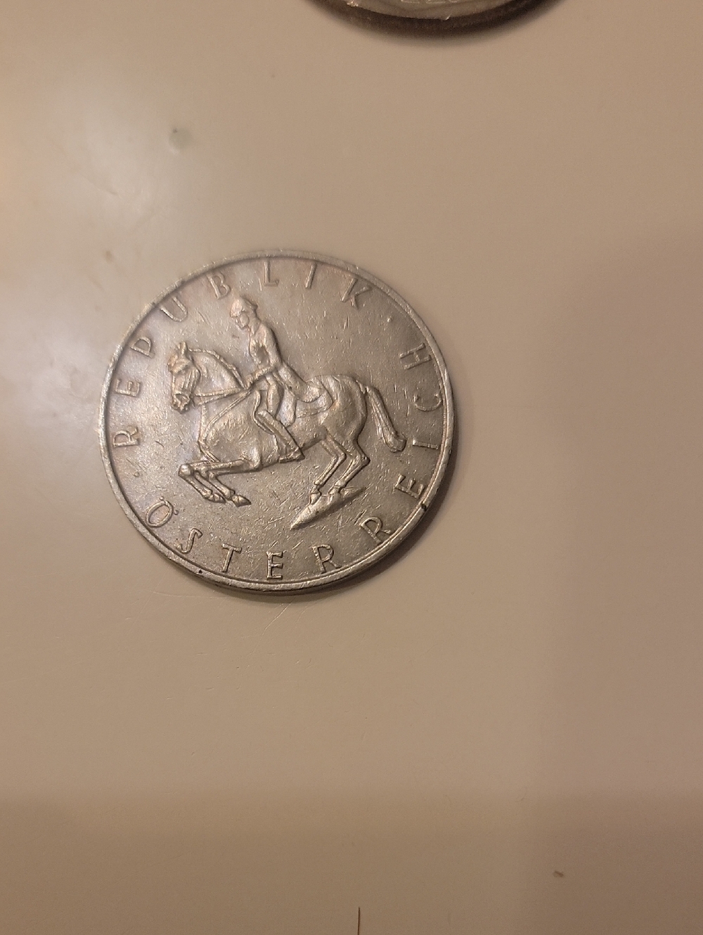 Austrian Silver-Tone Equestrian Coin